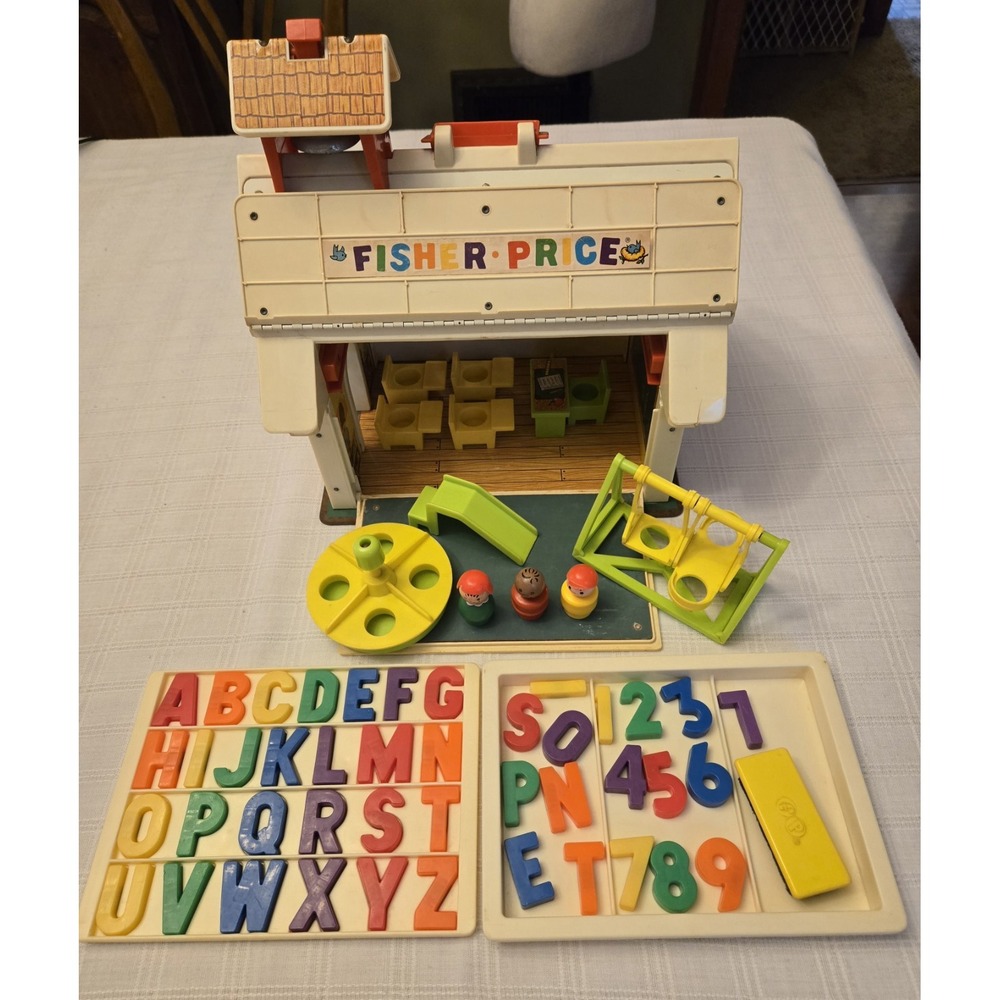 Vtg Fisher Price Little People 923 Family School House Nursery Play Wood *READ